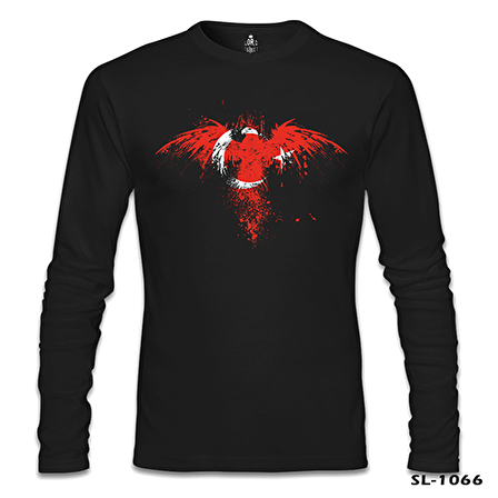 Kartal Ay Yıldız Siyah Erkek Sweatshirt