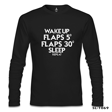 Uçuş - Flap Siyah Erkek Sweatshirt