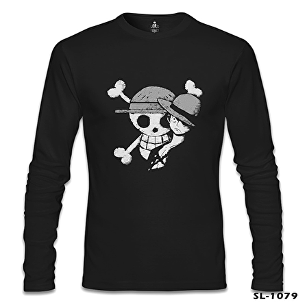 One Piece - Luffy Straw Hat 4 Siyah Erkek Sweatshirt