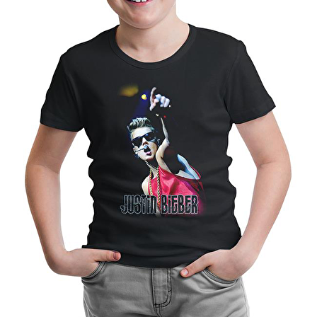 Justin Bieber Siyah Çocuk Tshirt