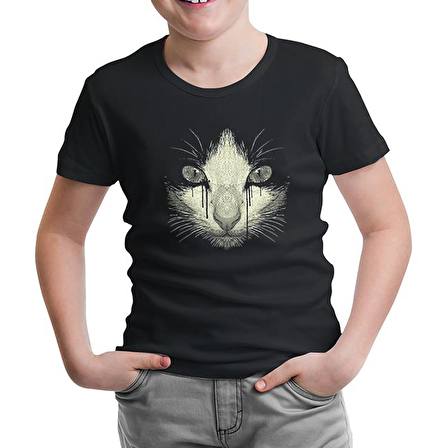 Kedi Siyah Çocuk Tshirt