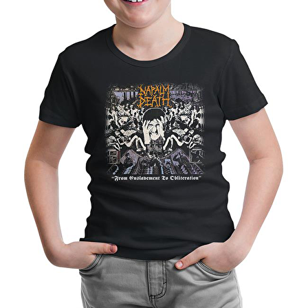 Napalm Death - From Enslavement Siyah Çocuk Tshirt