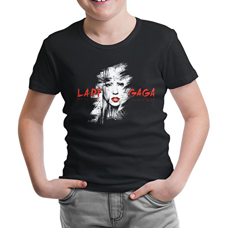 Lady Gaga - Face Siyah Çocuk Tshirt