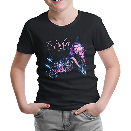 Lady Gaga - Motorcycle Siyah Çocuk Tshirt