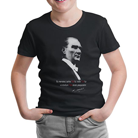 Atatürk - Ebediyen Türk Siyah Çocuk Tshirt