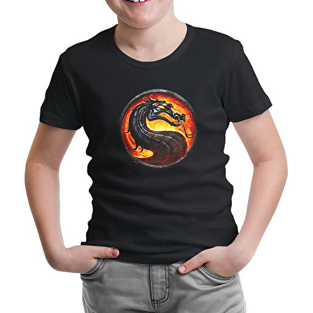 Mortal Combat Logo Siyah Çocuk Tshirt