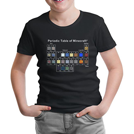 Minecraft - Periodic Table Siyah Çocuk Tshirt