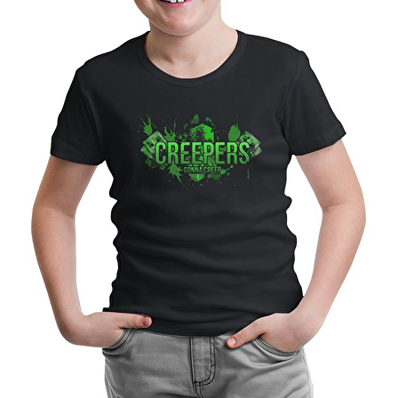 Minecraft - Creepers Siyah Çocuk Tshirt