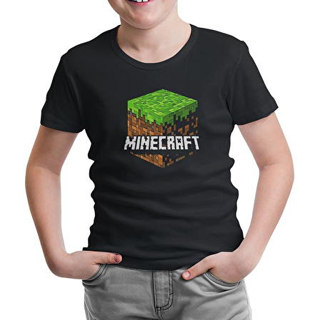 Minecraft - Cube Siyah Çocuk Tshirt