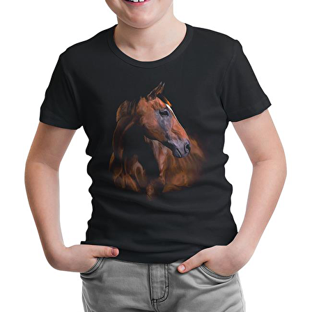 At 1 Siyah Çocuk Tshirt