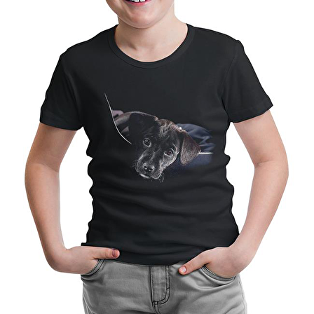 Puppy Siyah Çocuk Tshirt