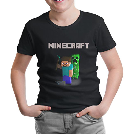 Minecraft - 7 Siyah Çocuk Tshirt