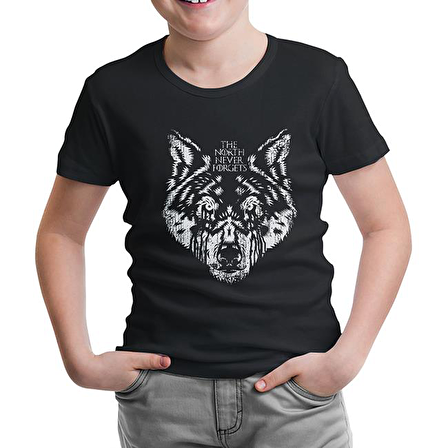 Winter is Coming Wolf Siyah Çocuk Tshirt