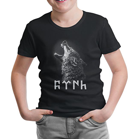 Türk Kurt Siyah Çocuk Tshirt