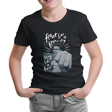 Muhammad Ali - Float Like a Butterfly Siyah Çocuk Tshirt
