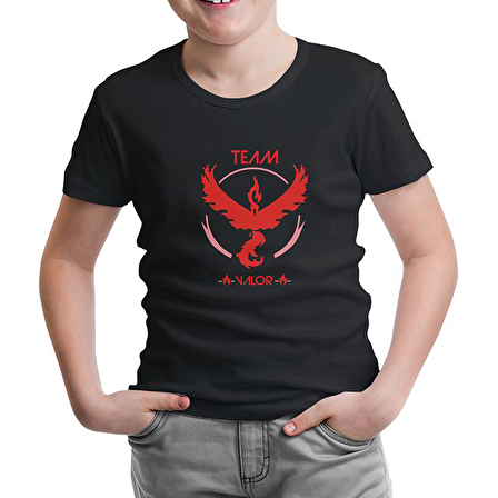 Pokemon Go - Team Valor Siyah Çocuk Tshirt