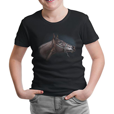 At 6 Siyah Çocuk Tshirt