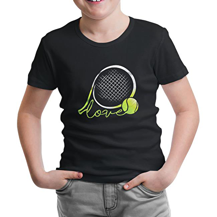 Tenis - Love the Ball Siyah Çocuk Tshirt