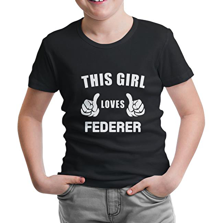 Tenis - Love Federer Siyah Çocuk Tshirt