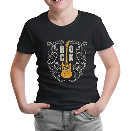 Rock 'n Roll Guitar Siyah Çocuk Tshirt