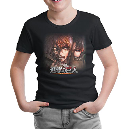 Attack on Titan Siyah Çocuk Tshirt