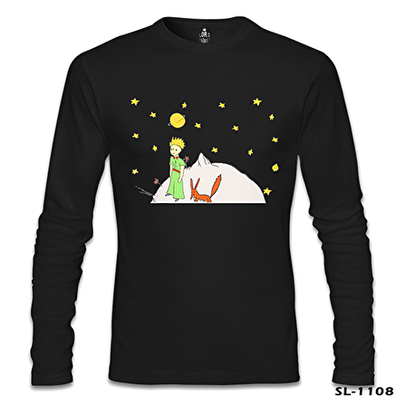Küçük Prens - Moon and Back Siyah Erkek Sweatshirt