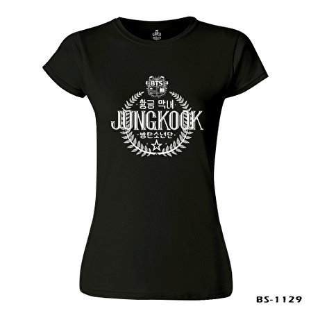 BTS -  Jungkook Siyah Kadın Tshirt