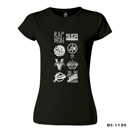BTS -  Logo Siyah Kadın Tshirt