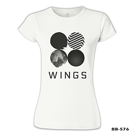 BTS - Wings Logo Beyaz Bayan Tshirt