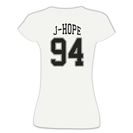 BTS - Jhope 94  (Ön-Arka) Beyaz Bayan Tshirt