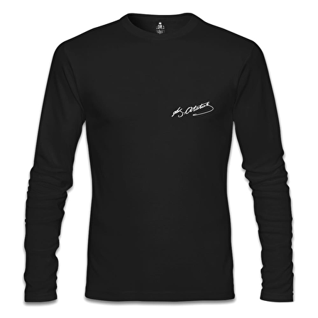 Atatürk İmza - Göğüs Logo Siyah Erkek Sweatshirt