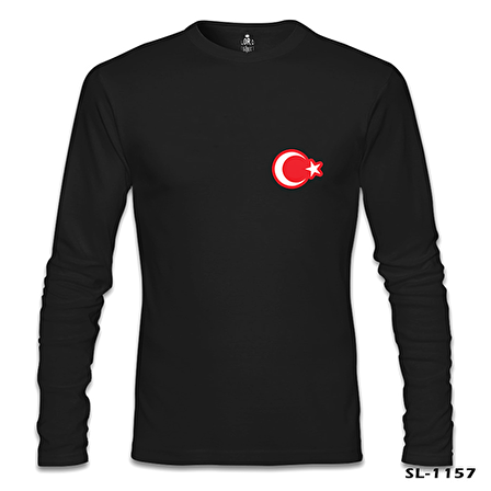 Ay Yıldız - Göğüs Logo Siyah Erkek Sweatshirt