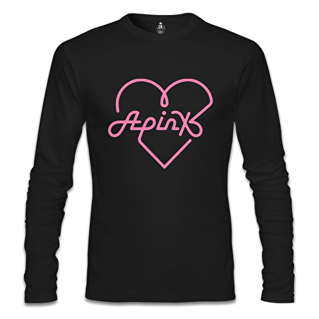 Apink - Logo Kalp Siyah Erkek Sweatshirt