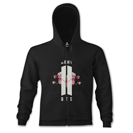 BTS - Logo Hit Siyah Erkek Kapşonlu