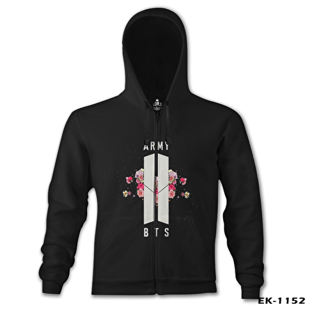 BTS - Logo Hit Siyah Erkek Kapşonlu