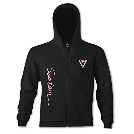 Seventeen - Logo Siyah Erkek Kapşonlu