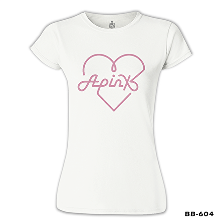 Apink - Logo Kalp Beyaz Bayan Tshirt