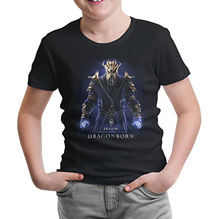 Skyrim - Dragonborn Siyah Çocuk Tshirt