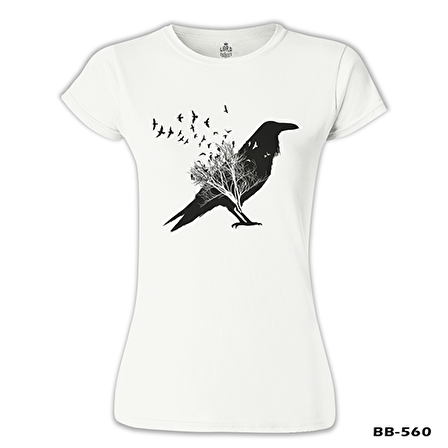 Crows in Tales Beyaz Bayan Tshirt