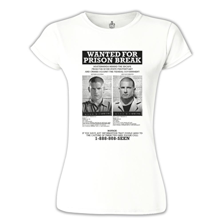 Prison Break - Wanted For Beyaz Bayan Tshirt