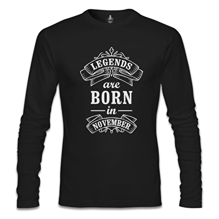Burç - Born in November Legends Siyah Erkek Sweatshirt