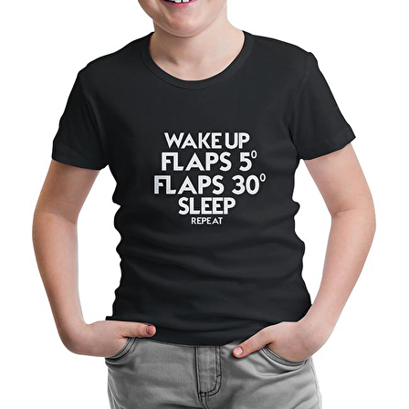 Uçuş - Flap Siyah Çocuk Tshirt