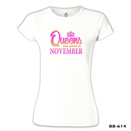 Burç - Queens are Born Beyaz Kadın Tshirt
