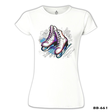 Buz Pateni Beyaz Bayan Tshirt