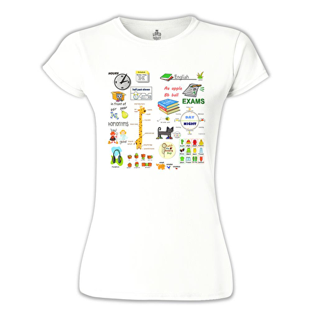 İngilizce - Sınavlar Beyaz Bayan Tshirt