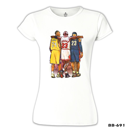 Basketball - Jordan & James & Bryant Beyaz Bayan Tshirt
