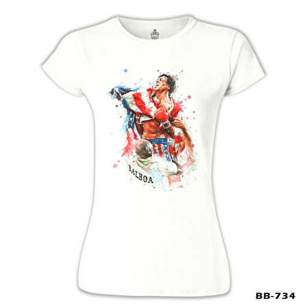 Rocky Balboa - Bayrak Beyaz Bayan Tshirt
