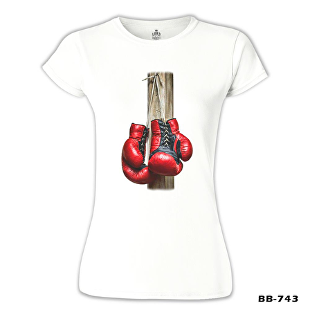 Boks Eldivenleri Beyaz Kadın Tshirt