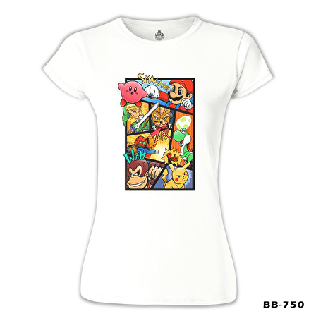 Super Mario - Smaash Beyaz Bayan Tshirt
