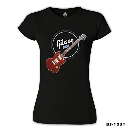 Gitar - Gibson - USA Siyah Bayan Tshirt